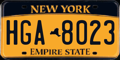 NY license plate HGA8023