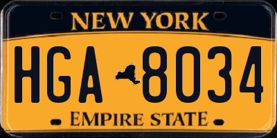NY license plate HGA8034