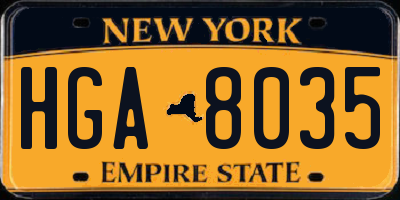 NY license plate HGA8035