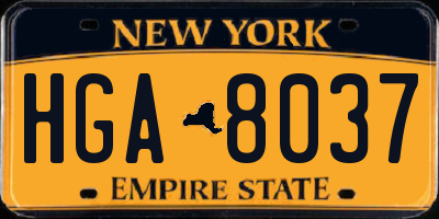 NY license plate HGA8037