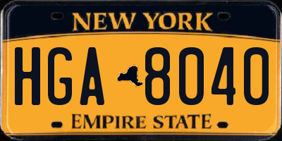 NY license plate HGA8040