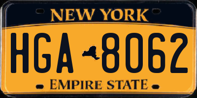 NY license plate HGA8062