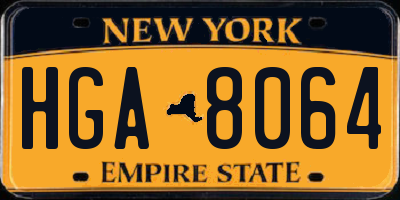 NY license plate HGA8064