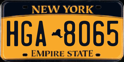 NY license plate HGA8065