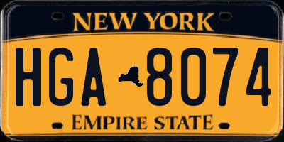 NY license plate HGA8074