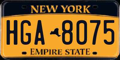 NY license plate HGA8075