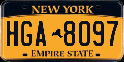 NY license plate HGA8097