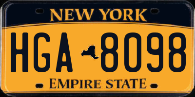 NY license plate HGA8098