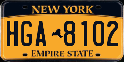 NY license plate HGA8102