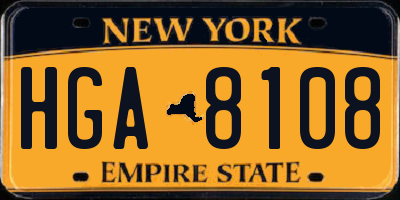 NY license plate HGA8108