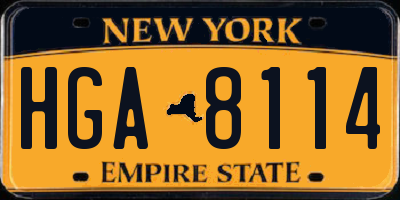 NY license plate HGA8114