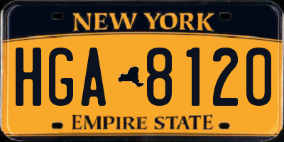 NY license plate HGA8120