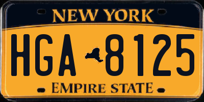 NY license plate HGA8125