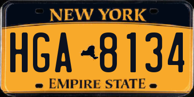 NY license plate HGA8134