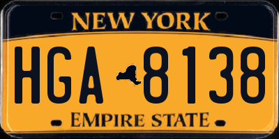 NY license plate HGA8138