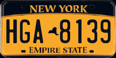 NY license plate HGA8139