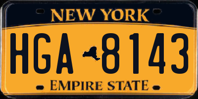 NY license plate HGA8143