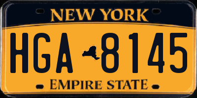 NY license plate HGA8145