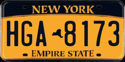 NY license plate HGA8173