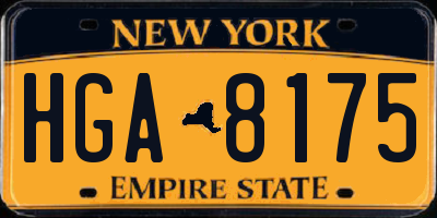 NY license plate HGA8175