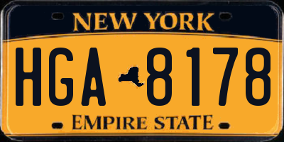 NY license plate HGA8178