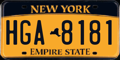 NY license plate HGA8181