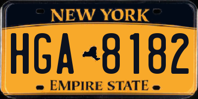NY license plate HGA8182