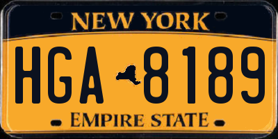 NY license plate HGA8189