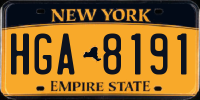 NY license plate HGA8191