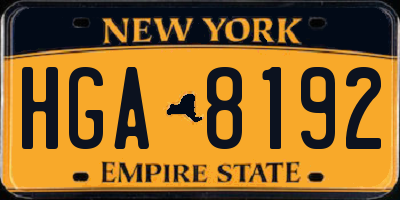 NY license plate HGA8192