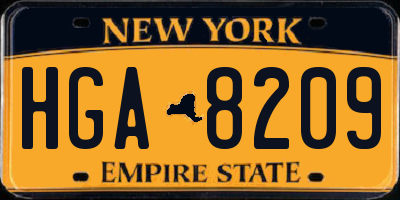 NY license plate HGA8209