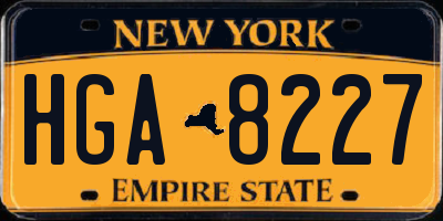 NY license plate HGA8227