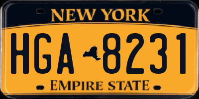 NY license plate HGA8231