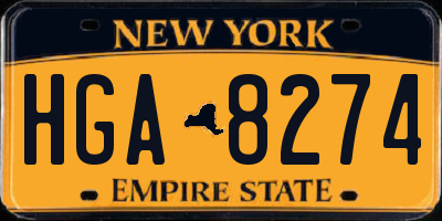 NY license plate HGA8274