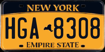 NY license plate HGA8308