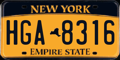 NY license plate HGA8316