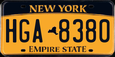 NY license plate HGA8380