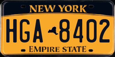 NY license plate HGA8402