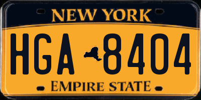 NY license plate HGA8404