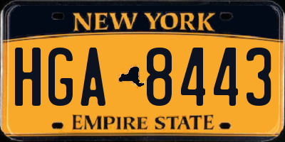 NY license plate HGA8443