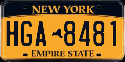 NY license plate HGA8481