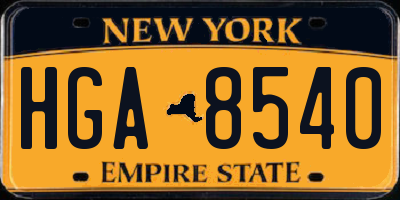 NY license plate HGA8540