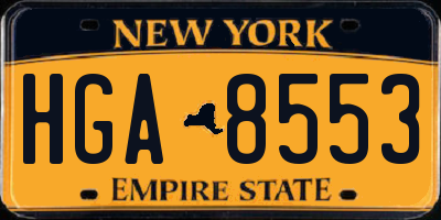 NY license plate HGA8553