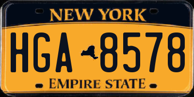 NY license plate HGA8578