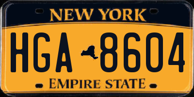 NY license plate HGA8604