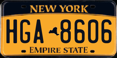 NY license plate HGA8606