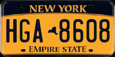 NY license plate HGA8608