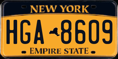 NY license plate HGA8609