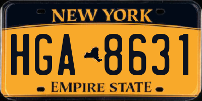 NY license plate HGA8631