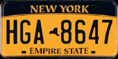 NY license plate HGA8647